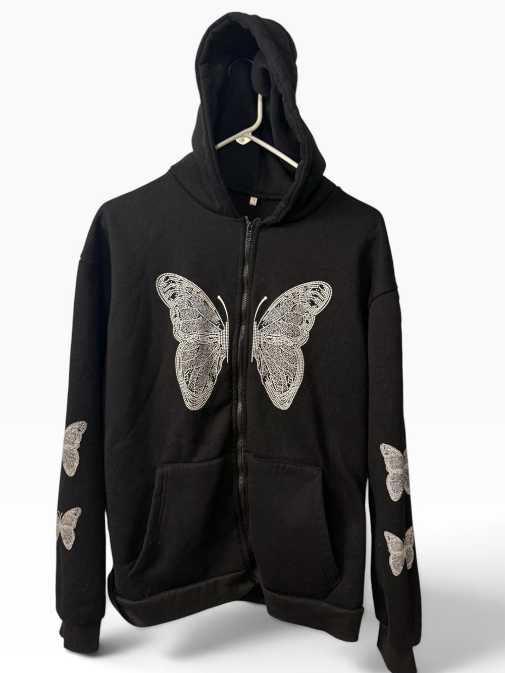 Unisex Goth butterfly zip up hoodie. EUC Size Medium